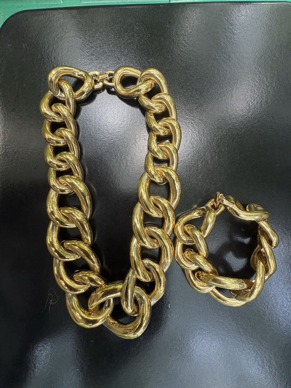 Vintage Estate Givenchy Chunky Double Link Chain Necklace & Bracelet